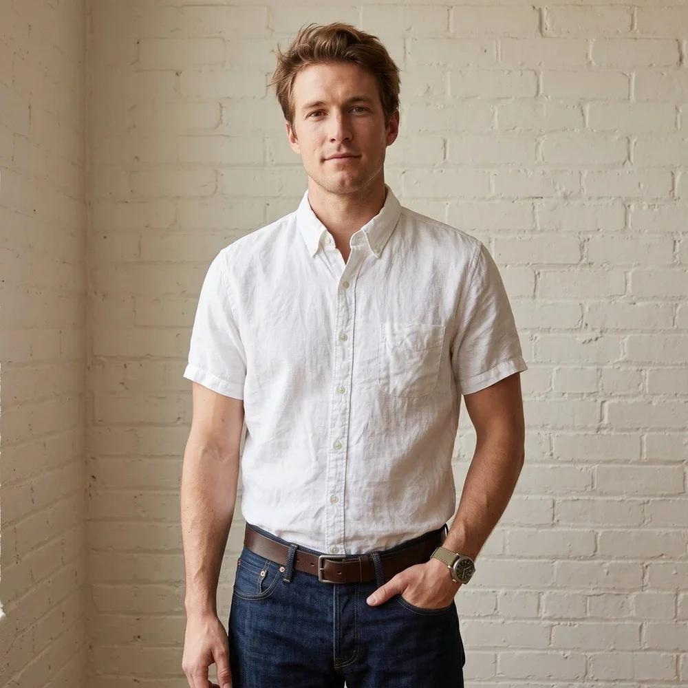 J. Crew Mens Baird McNutt Irish Linen Shirt Large White Slim Fit Coastal Summer